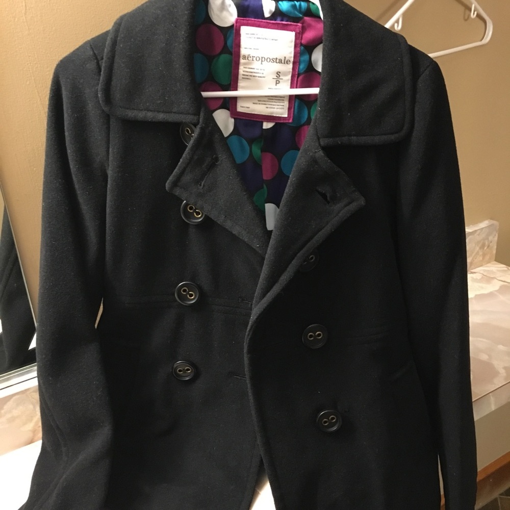 Aeropostale Black Wool Peacoat
